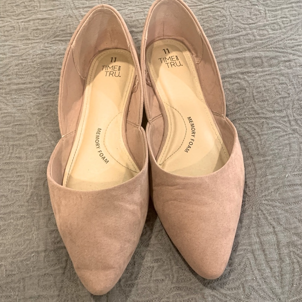 Pink Suede Pointed Toe Flats